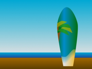 ビーチとサーフィンボードのイラスト素材 イラスト無料 かわいいテンプレート