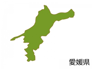 愛媛県の地図 色付き のイラスト素材 イラスト無料 かわいい