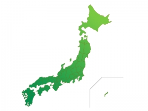 日本地図 ベクターデータ のイラスト素材 緑グラデーション イラスト無料 かわいいテンプレート