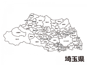 埼玉県 市区町村別 の白地図のイラスト素材 イラスト無料 かわいいテンプレート