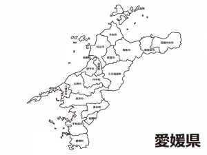 愛媛県 市町村別 の白地図のイラスト素材 イラスト無料 かわいい