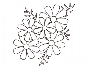 コスモス 秋桜 の群生のぬりえ 線画 イラスト素材 イラスト無料 かわいいテンプレート