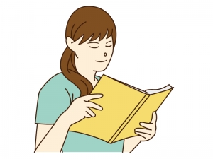 女性が本を読んでいるシーンのイラスト02 イラスト無料 かわいいテンプレート