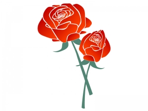 二輪の赤いバラのイラスト イラスト無料 かわいいテンプレート