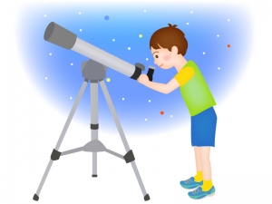 望遠鏡を覗き天体観測をする男の子のイラスト イラスト無料 かわいいテンプレート