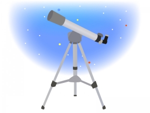 天体望遠鏡と夜空のイラスト イラスト無料 かわいいテンプレート
