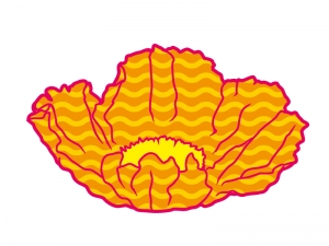 波模様のオレンジ色のポピーの花びらのイラスト イラスト無料 かわいいテンプレート