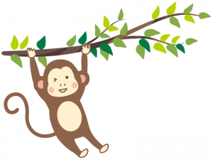 木にぶら下がるお猿さんのイラスト イラスト無料 かわいいテンプレート