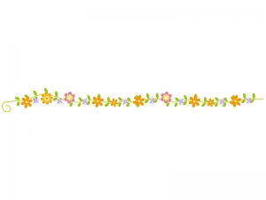 カラフルな小花と草 ツタのライン 線イラスト イラスト無料