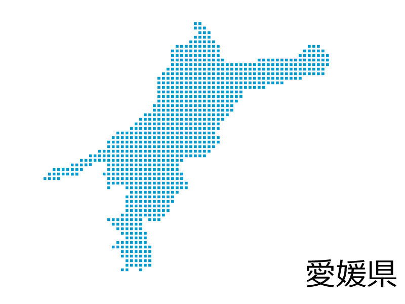 愛媛県 四角ドットのデザイン地図のイラスト イラスト無料 かわいいテンプレート