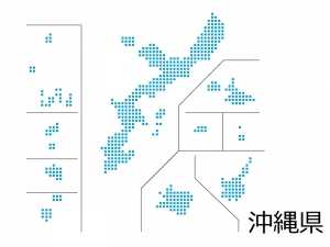 沖縄県 四角ドットのデザイン地図のイラスト イラスト無料