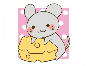 チーズを抱えているかわいいネズミのイラスト イラスト無料