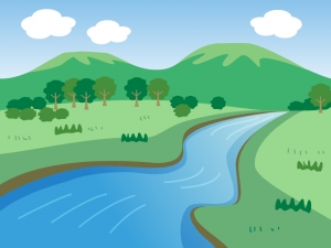 山と川の風景イラスト イラスト無料 かわいいテンプレート