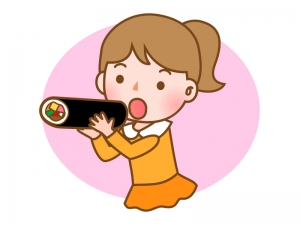 恵方巻きを食べている子供のイラスト イラスト無料 かわいいテンプレート