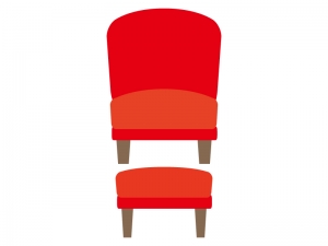 赤い椅子とオットマンのイラスト イラスト無料 かわいいテンプレート