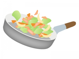 クッキング 野菜炒めを作っているイラスト イラスト無料 かわいい