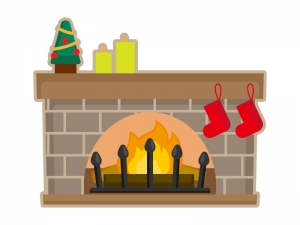 クリスマスツリーと暖炉のイラスト イラスト無料 かわいいテンプレート