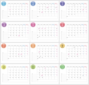 月曜始まりの2021年 令和3年 1 12月カレンダー A4印刷用 イラスト無料 かわいいテンプレート